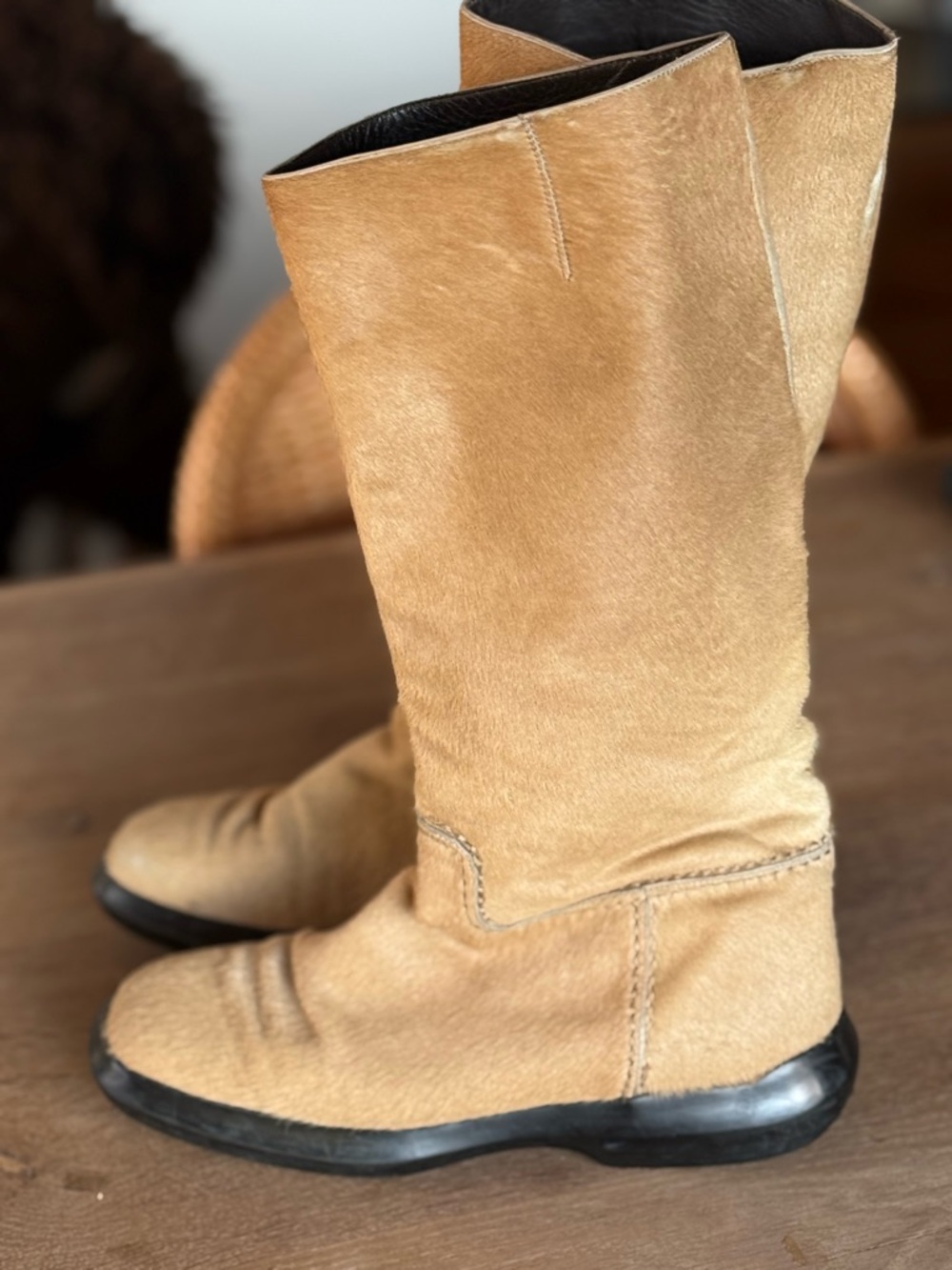 Tod’s Tan Pony Hair Knee Boots - Picture 3 of 11